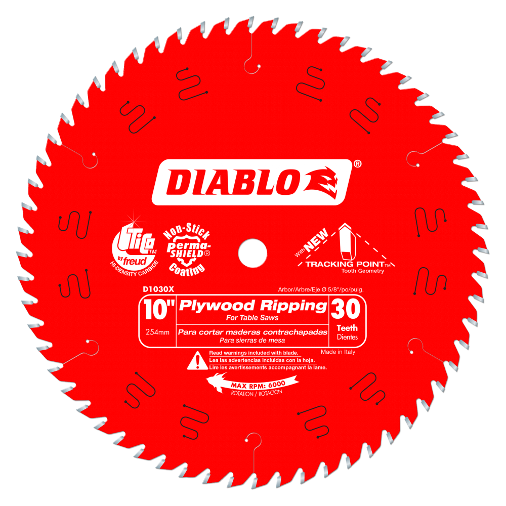 Diablo Tools 10 in. x 30 Tooth Plywood Ripping Blade - Ascmtools