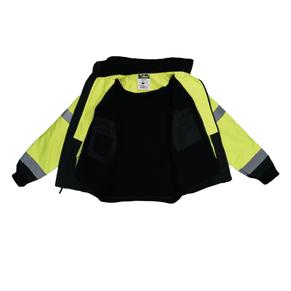 Radians Class 3 Two in One High Visibility Bomber Safety Jacket Green Black Bottom 3X - Ascmtools