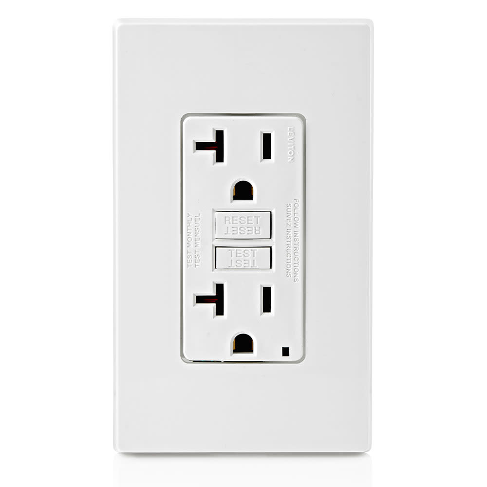 Leviton SmartlockPro GFCI Outlet 20A 125V 5-20R White Duplex - Ascmtools