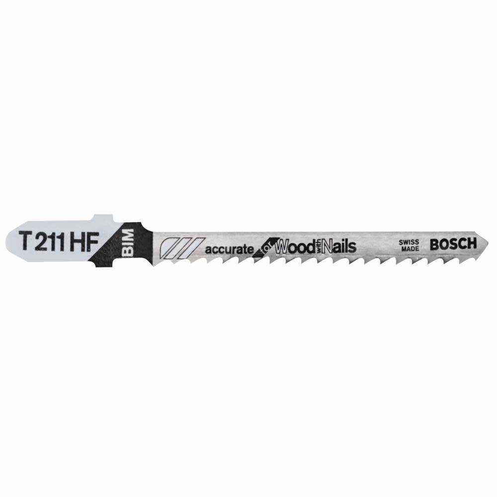 Bosch 5 pc. 3 In. 10 TPI Accurate for Wood with Nails T-Shank Jig Saw Blades - Ascmtools