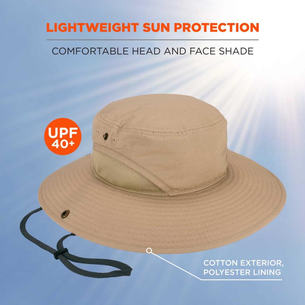 Ergodyne Chill Its 8936 Lightweight Ranger Hat with Mesh Paneling Khaki S/M - Ascmtools