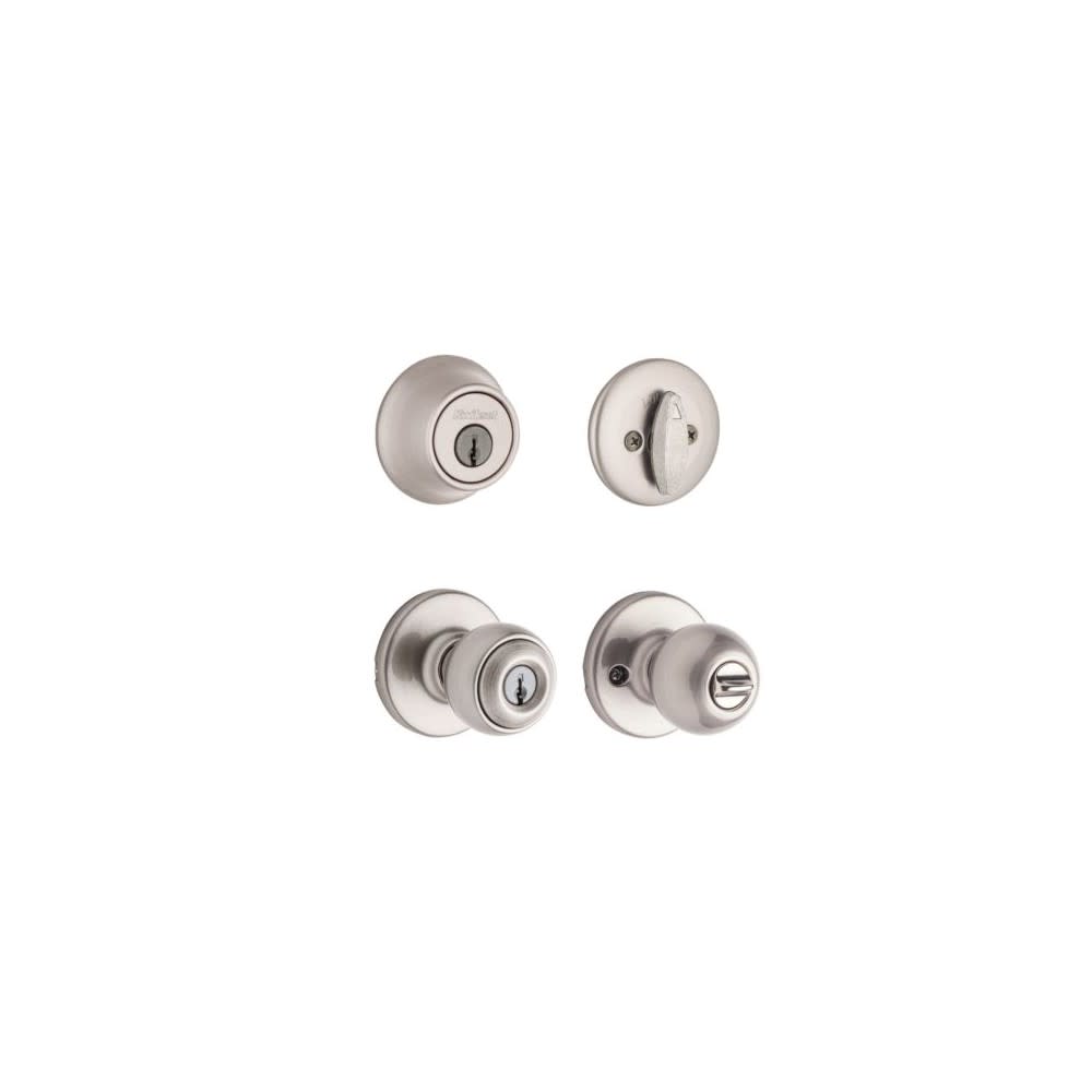 Kwikset Satin Nickel Polo Door Knob & Single Cylinder Deadbolt Set - Ascmtools