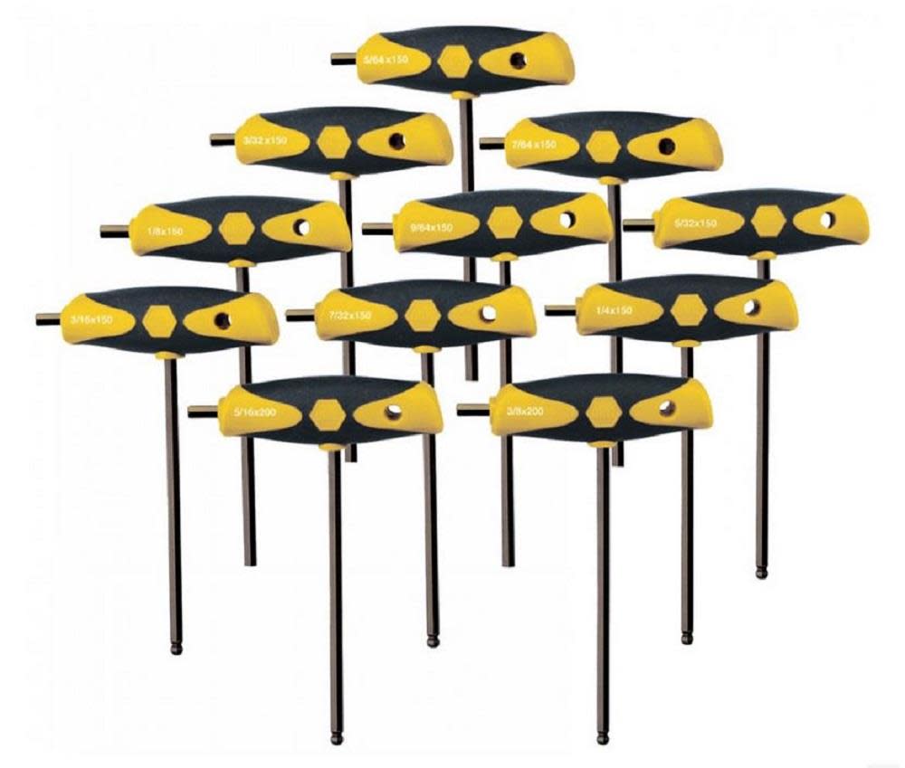 Wiha Soft Grip Dual Drive Ball End Inch Hex T-Handle 11 Pc. Set - Ascmtools