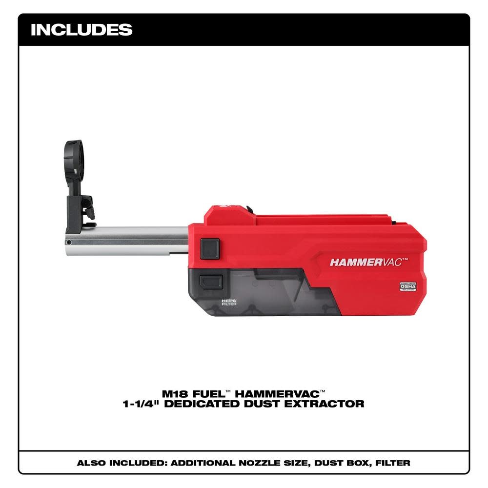 Milwaukee M18 FUEL HAMMERVAC 1 1/4″ Dedicated Dust Extractor - Ascmtools
