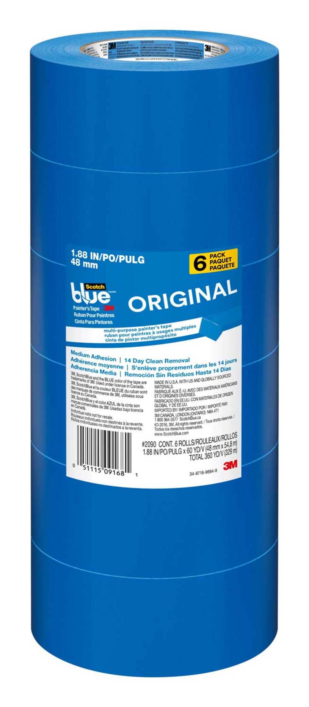 3M ScotchBlue ORIGINAL Painter’s Tape 1.88″x60yd 6pk - Ascmtools