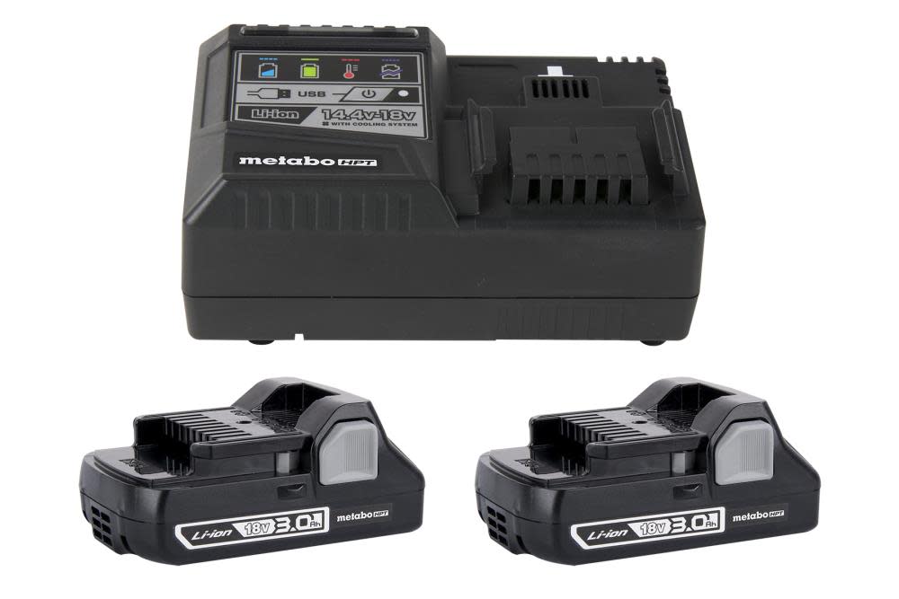 Metabo HPT 18V Lithium Ion Battery and Charger Kit 3.0 Ah - Ascmtools