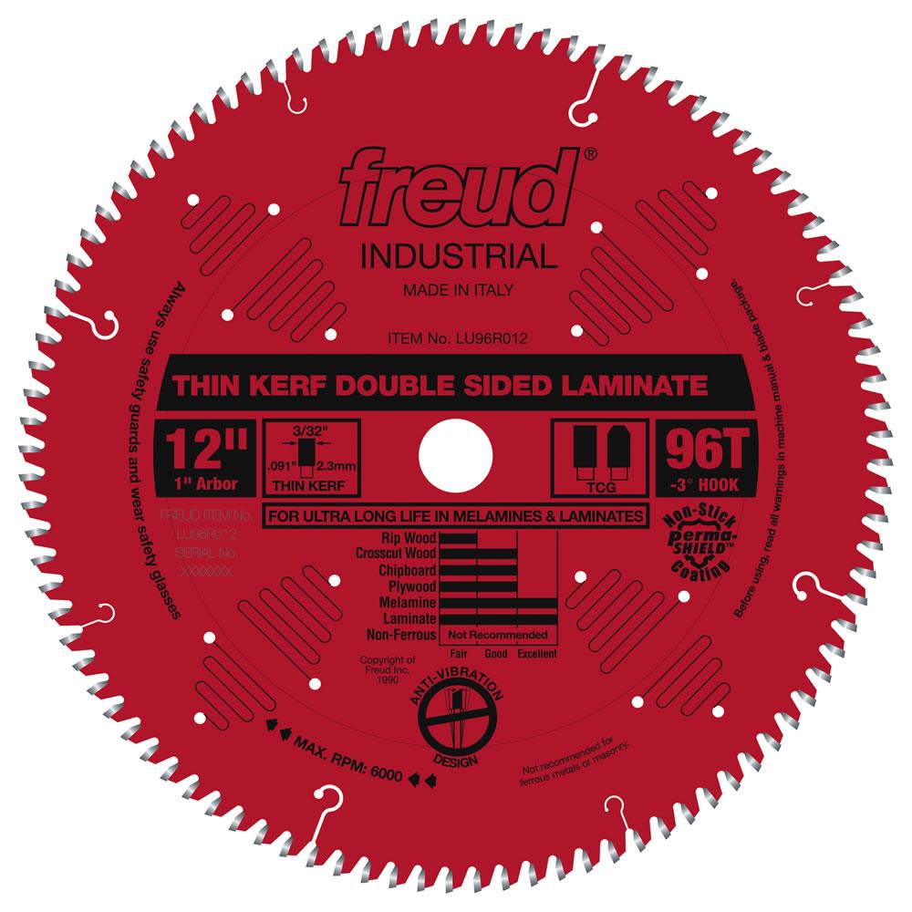 Freud 12 In. x 96T Thin Kerf Double Sided Laminate/Melamine - Ascmtools