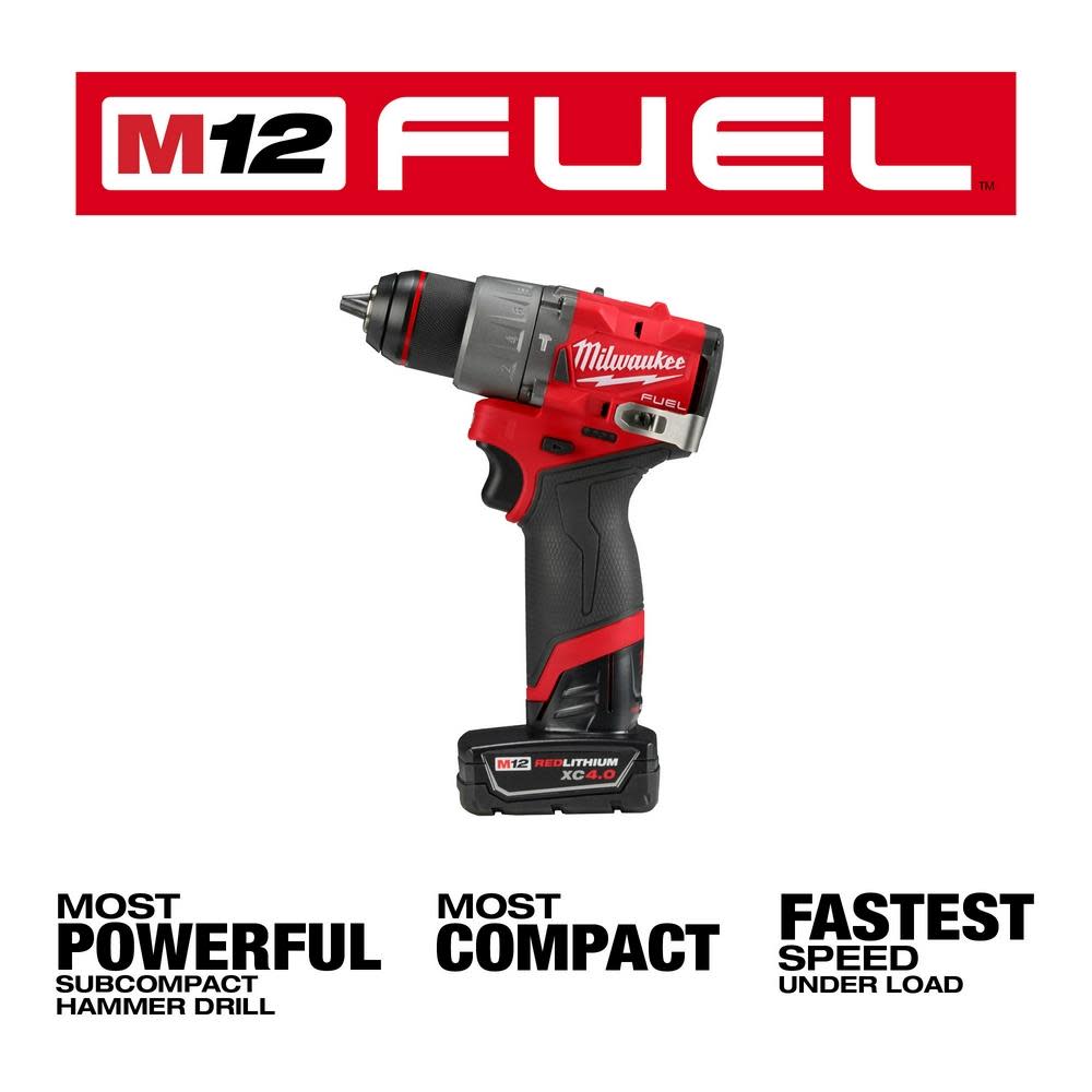 Milwaukee M12 FUEL 1/2″ Hammer Drill/Driver Kit - Ascmtools