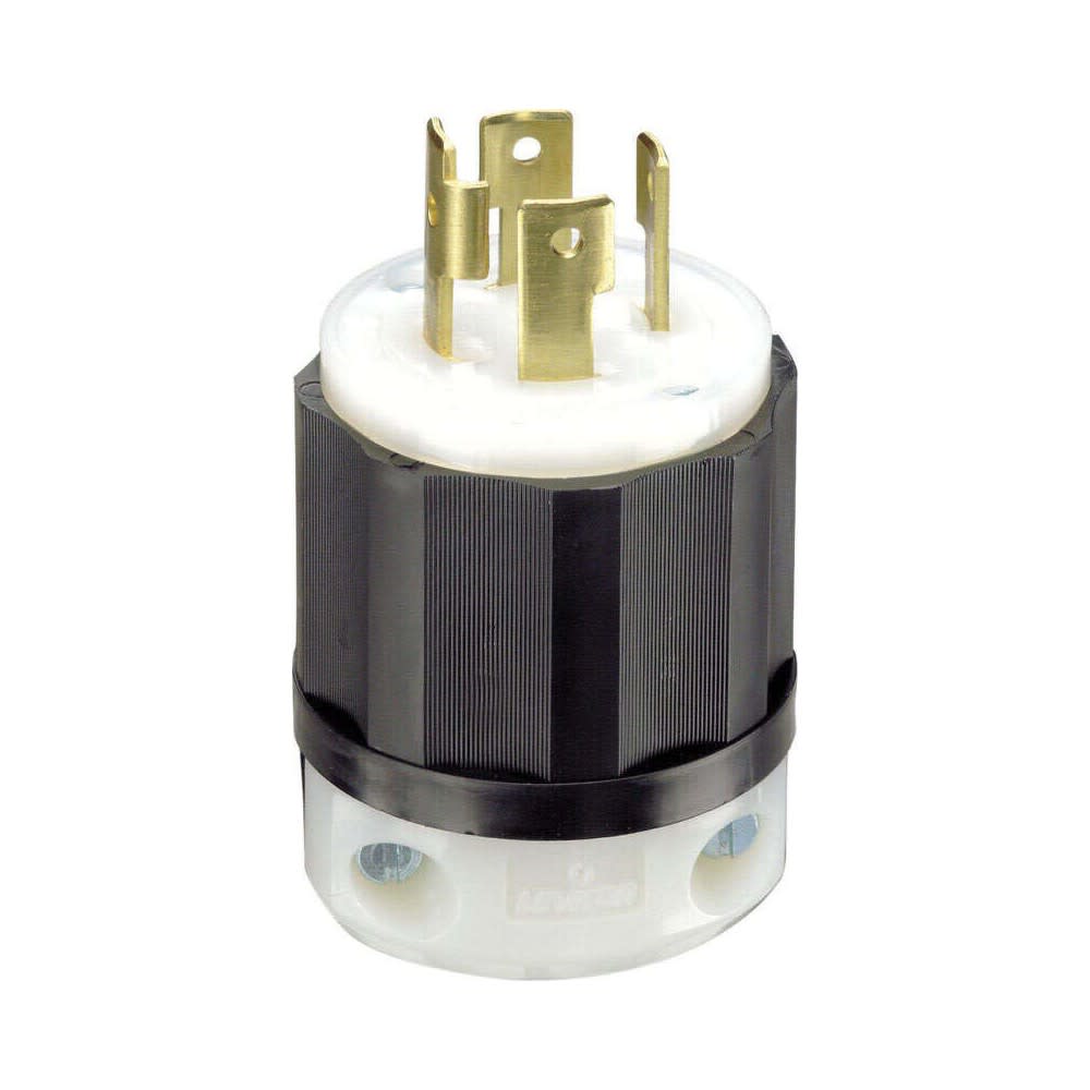 Leviton 30A 120/250V Nylon Black & White Grounded Locking Plug - Ascmtools