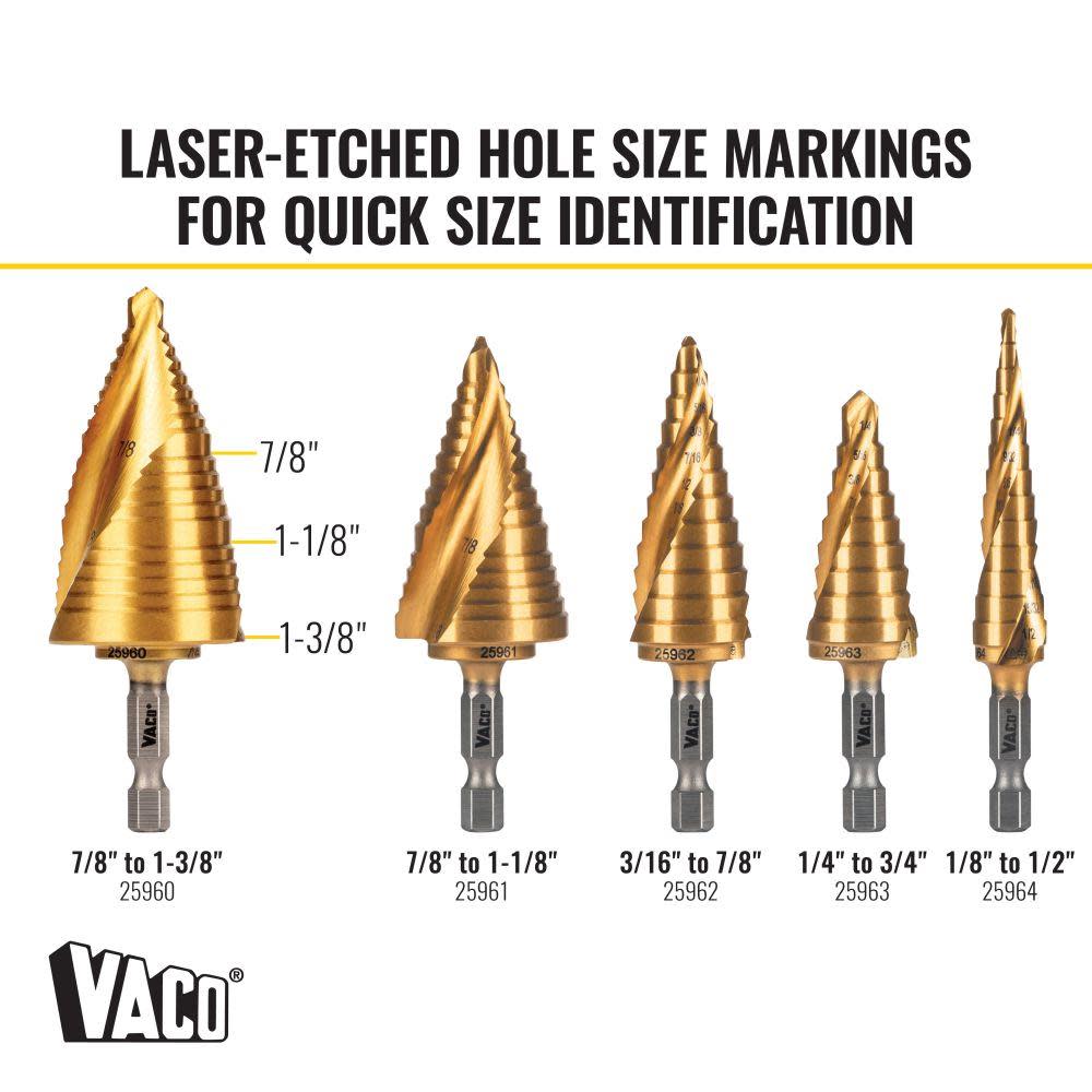 Klein Tools 7/8″ to 1 3/8″ Step Drill Bit VACO - Ascmtools