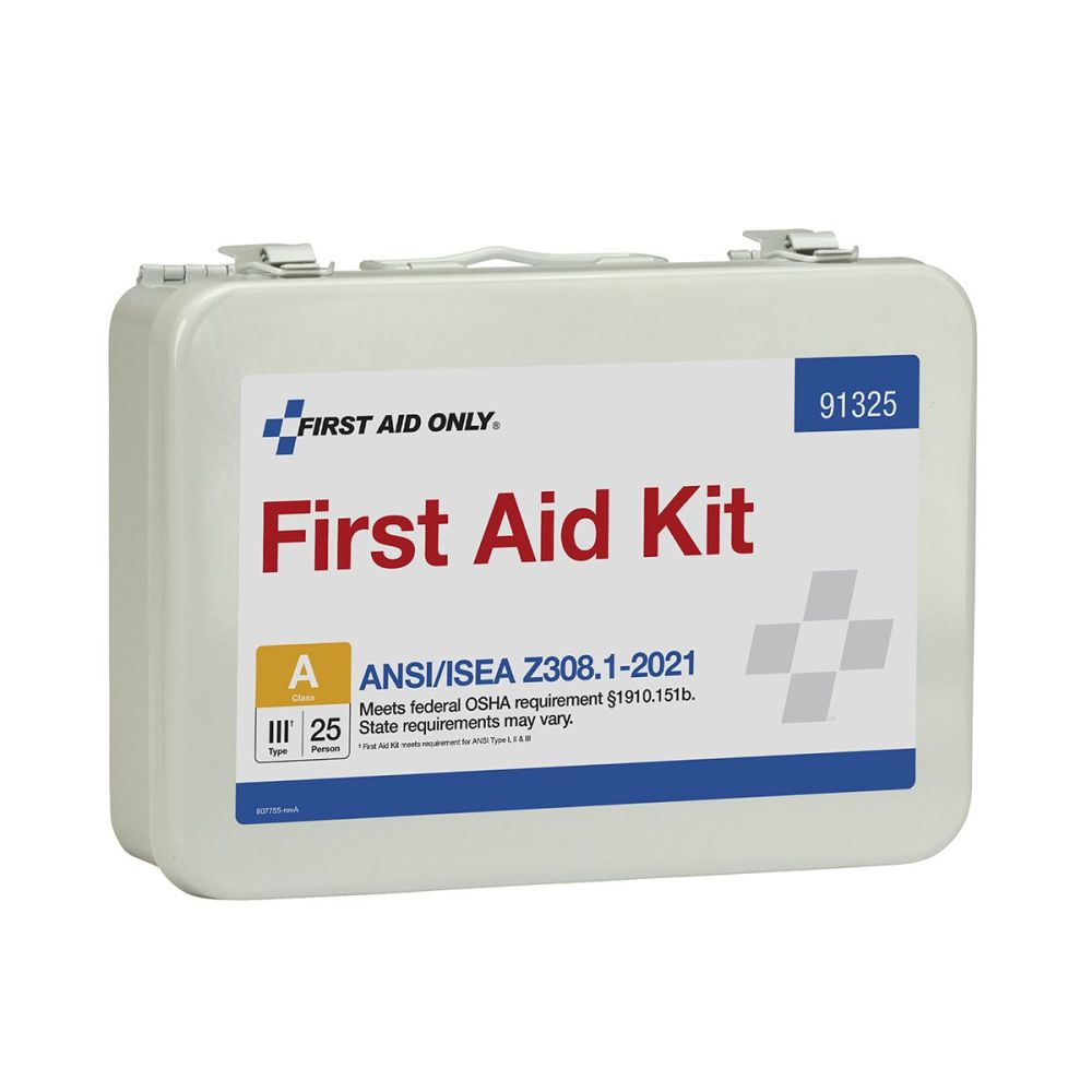 First Aid Only First Aid Kit 25 Person Metal Case ANSI Portable - Ascmtools