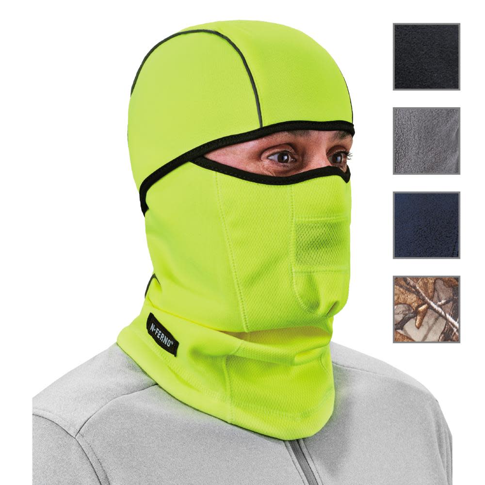Ergodyne N Ferno 6823 Balaclava Face Mask Windproof Hinged Lime - Ascmtools