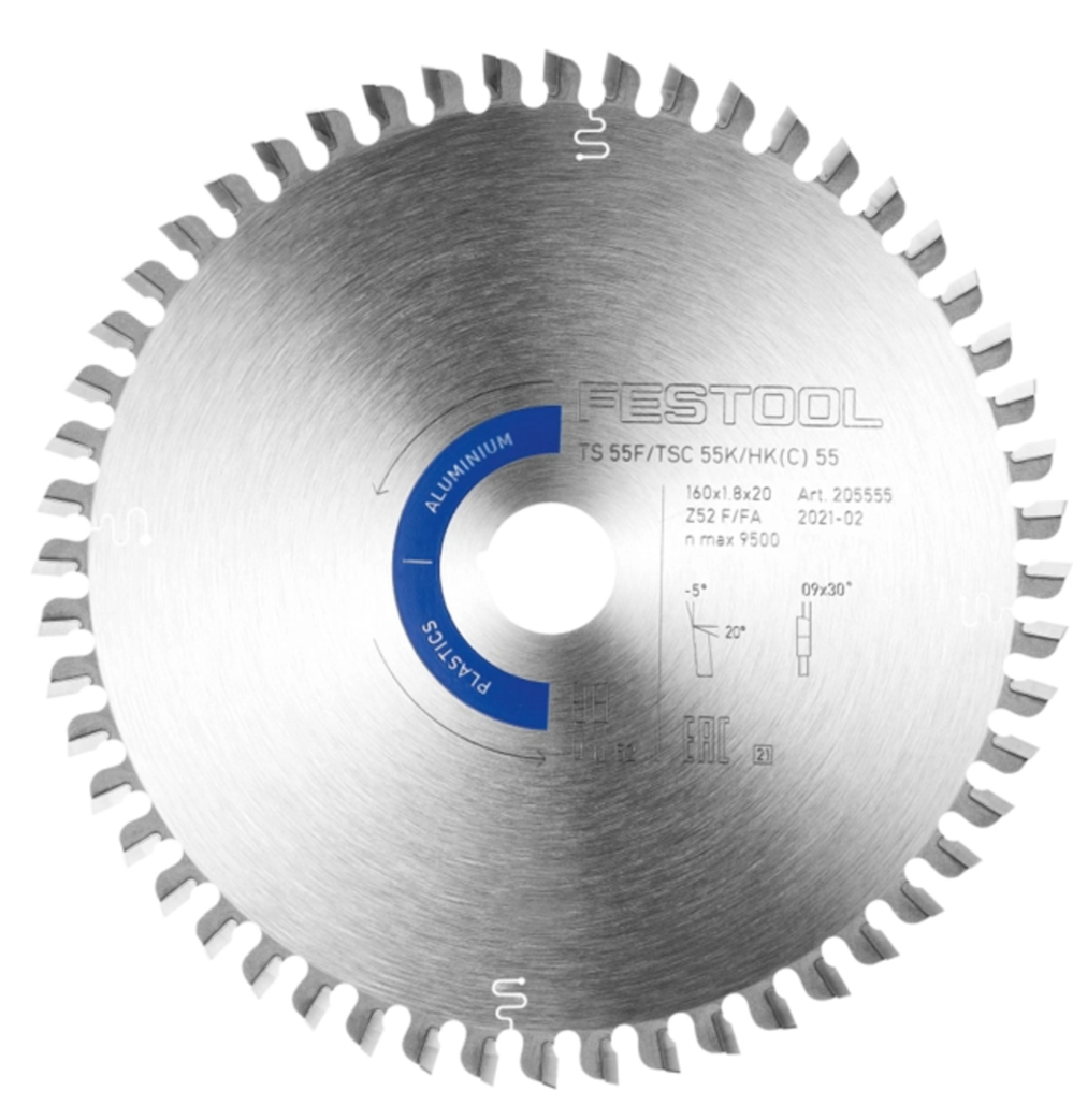 Festool Saw Blade Aluminum and Plastics 52 Tooth for TSC 55 K - Ascmtools