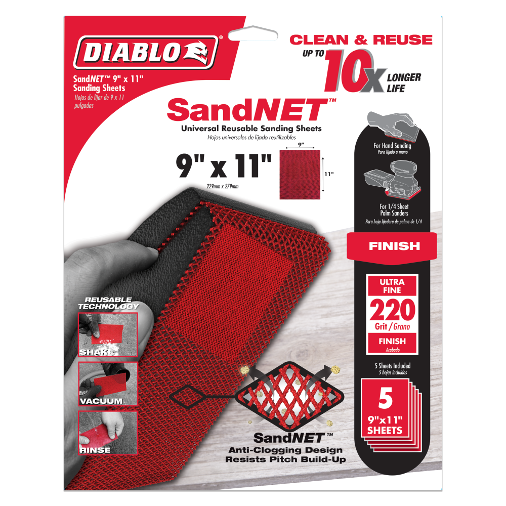 Diablo Tools SandNET Sanding Sheets 9″ x 11″ 220 Grit Universal Reusable - Ascmtools