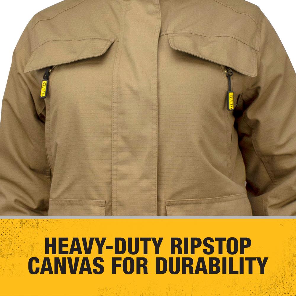 DEWALT Womens Rip Stop Canvas Heated Kit Jacket with Battery/Charger/Adapter XL - Ascmtools