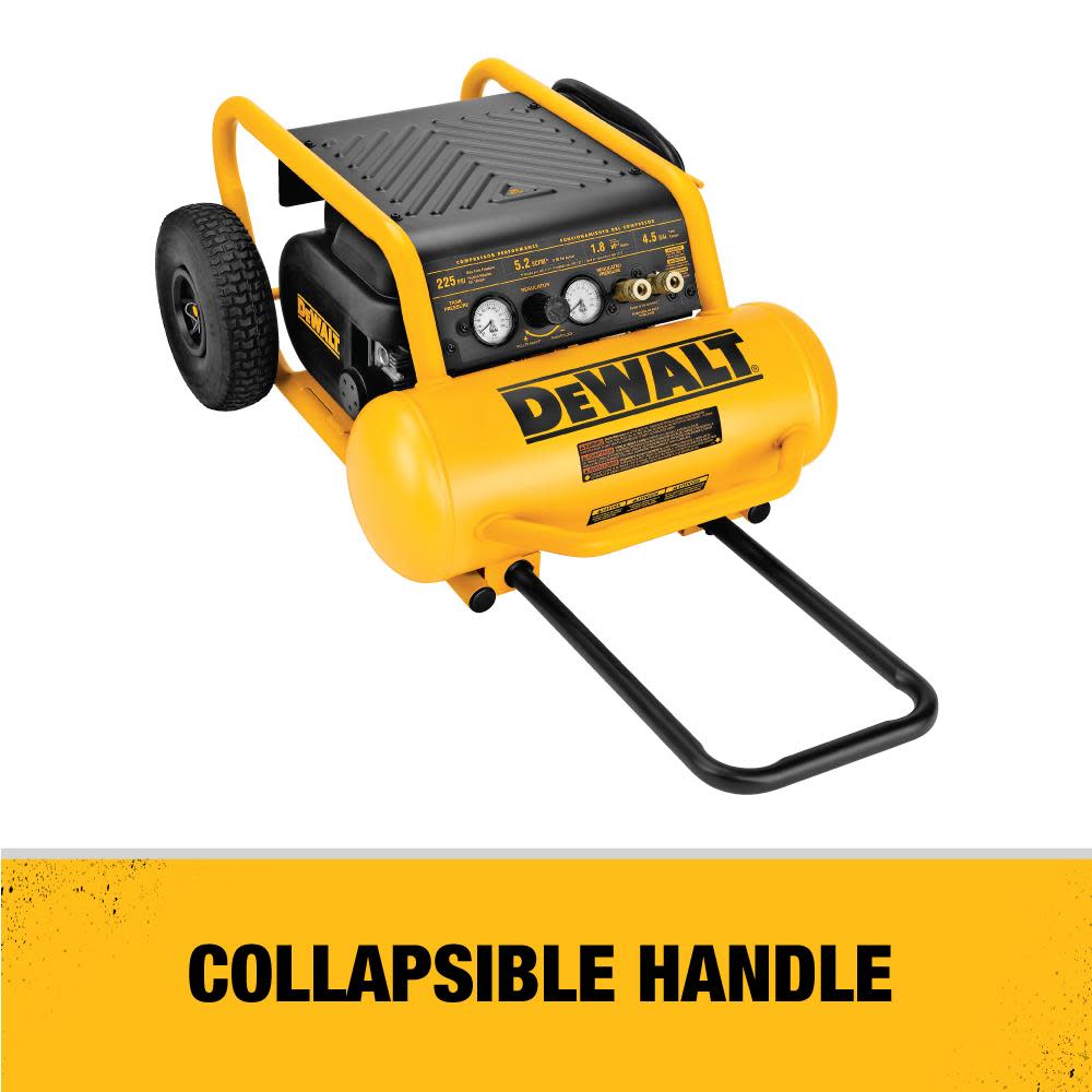 DEWALT HEAVY-DUTY 200PSI 4.5 GALLON ELECTRIC WHEELED COMPRESSOR (D55146) - Ascmtools