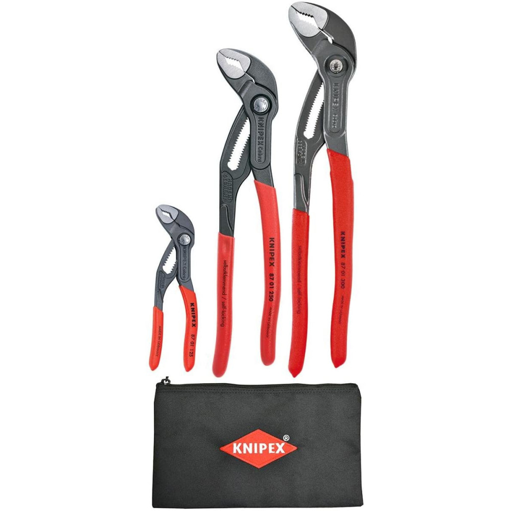 Knipex Cobra Pliers Set with Keeper Pouch 3pc - Ascmtools