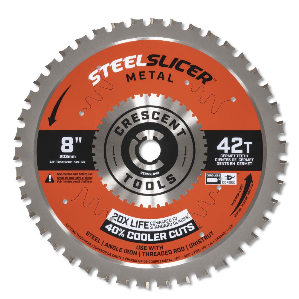 Crescent Steel Slicer Thick Metal Circular Saw Blade 8″ x 42T - Ascmtools