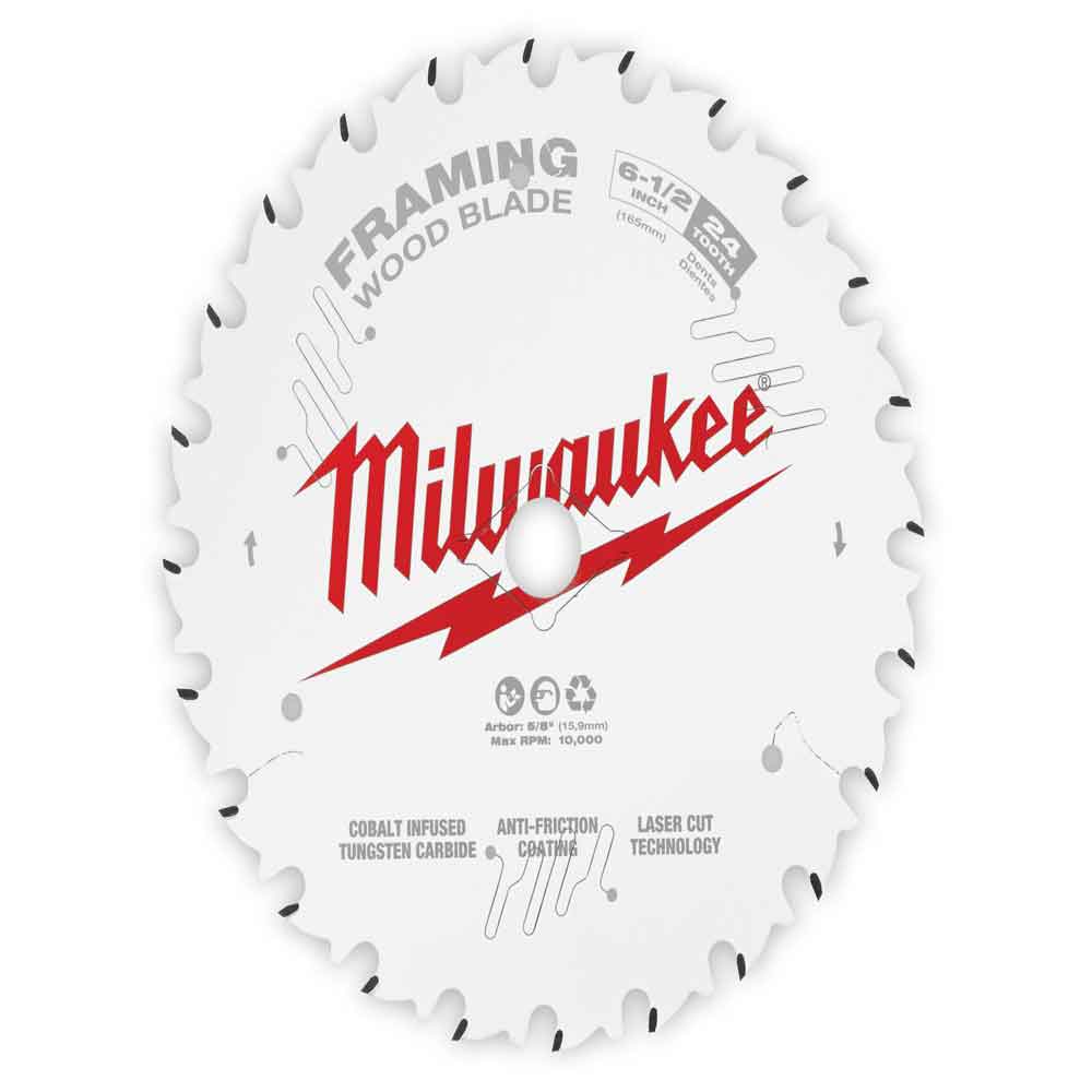 Milwaukee 6-1/2 in. 24T Framing Circular Saw Blade - Ascmtools