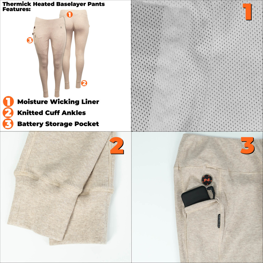 Mobile Warming Thermick Baselayer Pant Womens 7.4V Tan 2X - Ascmtools