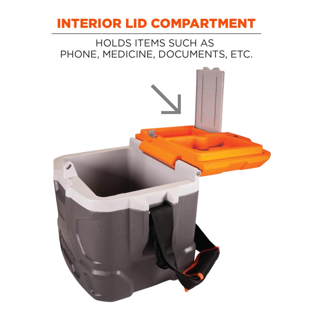 Ergodyne Chill Its 5170 Industrial Hard Sided Cooler 17 Quart Single Orange & Gray - Ascmtools