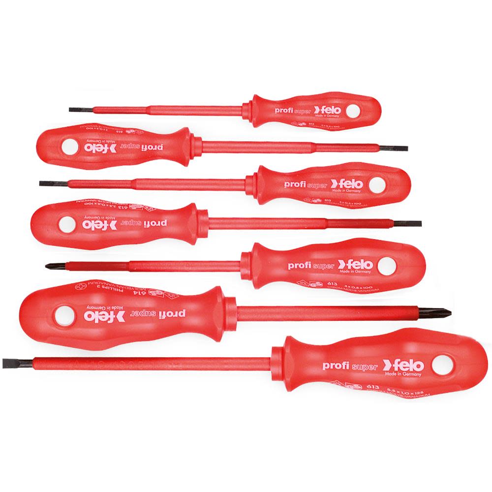 Felo 7 pc Phillips & Slotted Insulated Screwdriver Set - Ascmtools