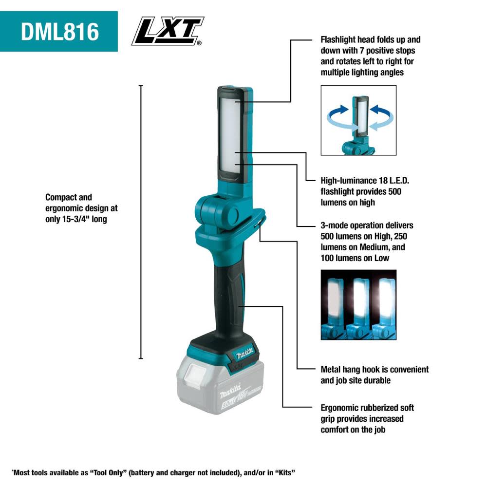 Makita 18V LXT Lithium-Ion Cordless 18 L.E.D. Flashlight Flashlight Only - Ascmtools