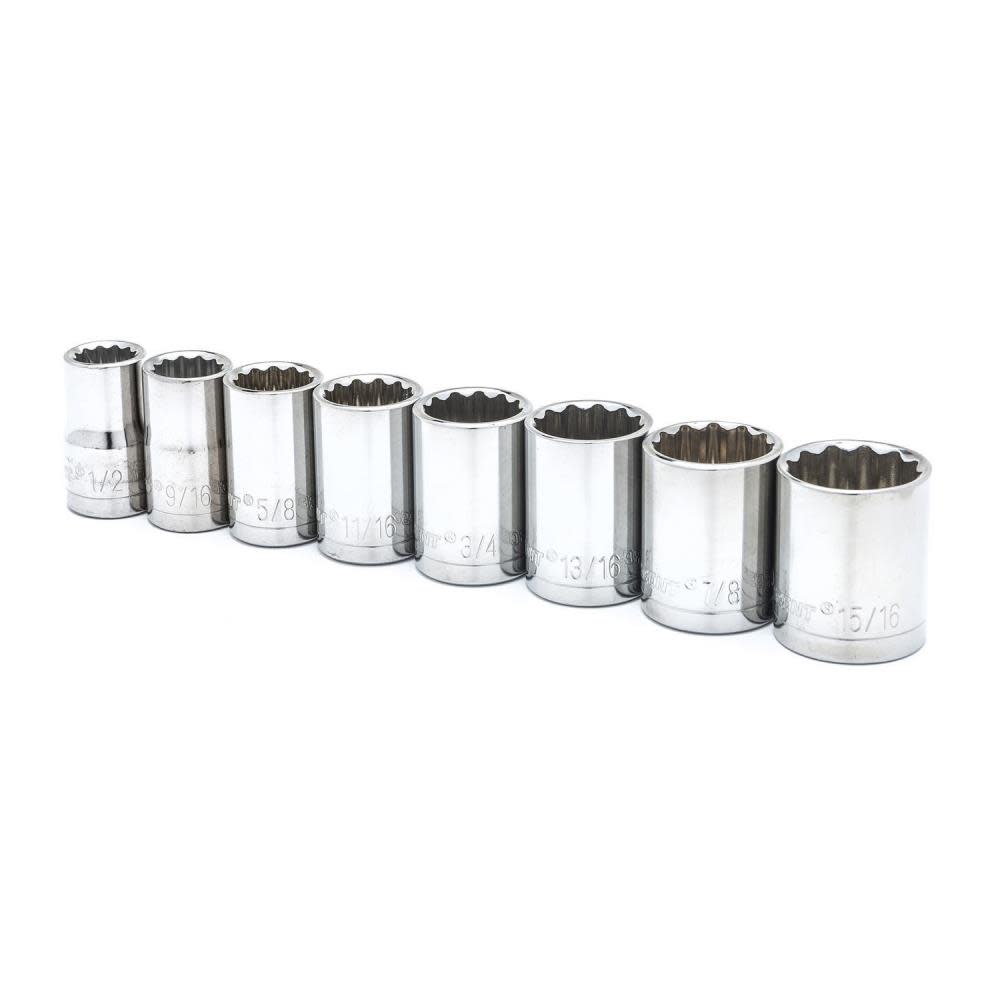 Socket Set, 8 Pc. 1/2 In. Drive 12 Point SAE - Ascmtools