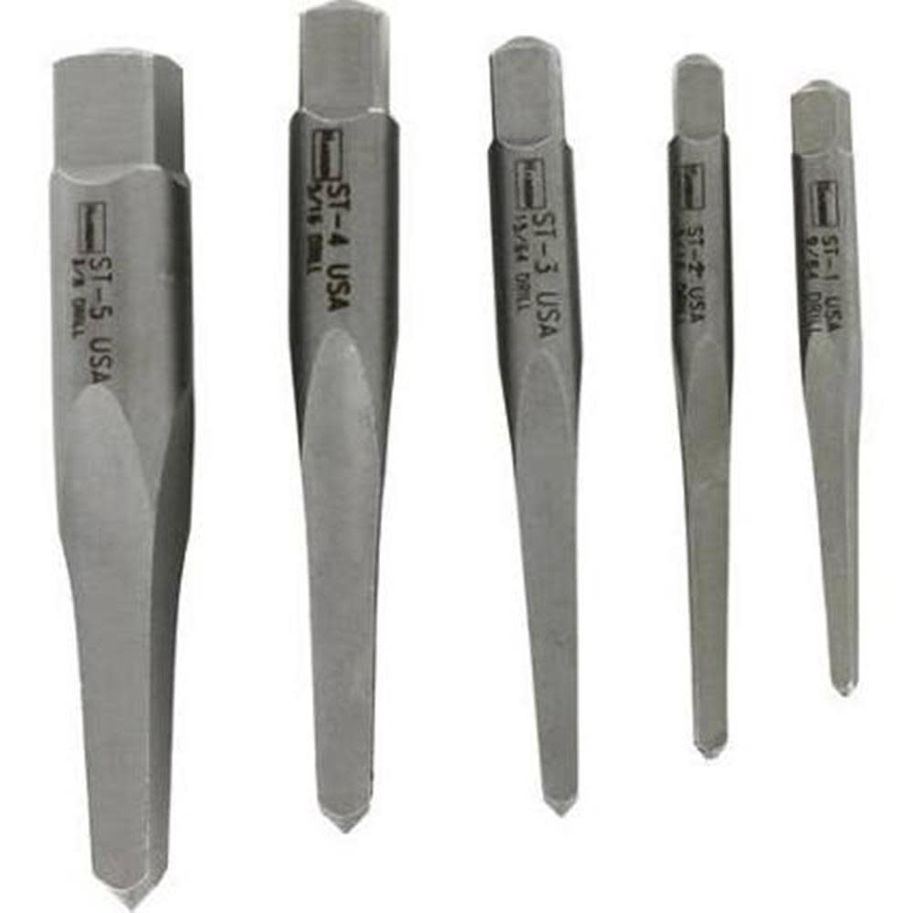 Irwin 5 Pc. Straight Flute Screw Extractor Set - Ascmtools