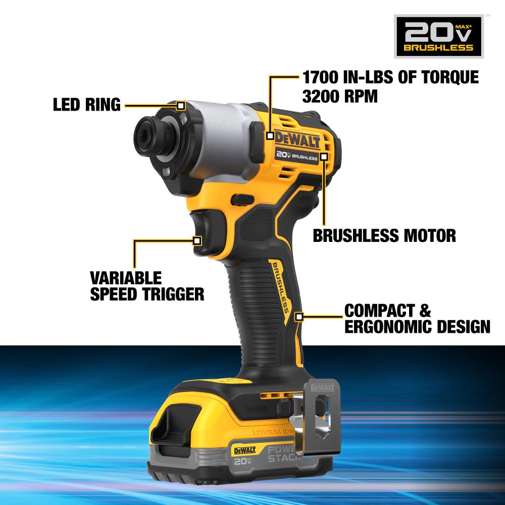 DEWALT 20V Max Impact Driver Kit with POWERSTACK Battery - Ascmtools