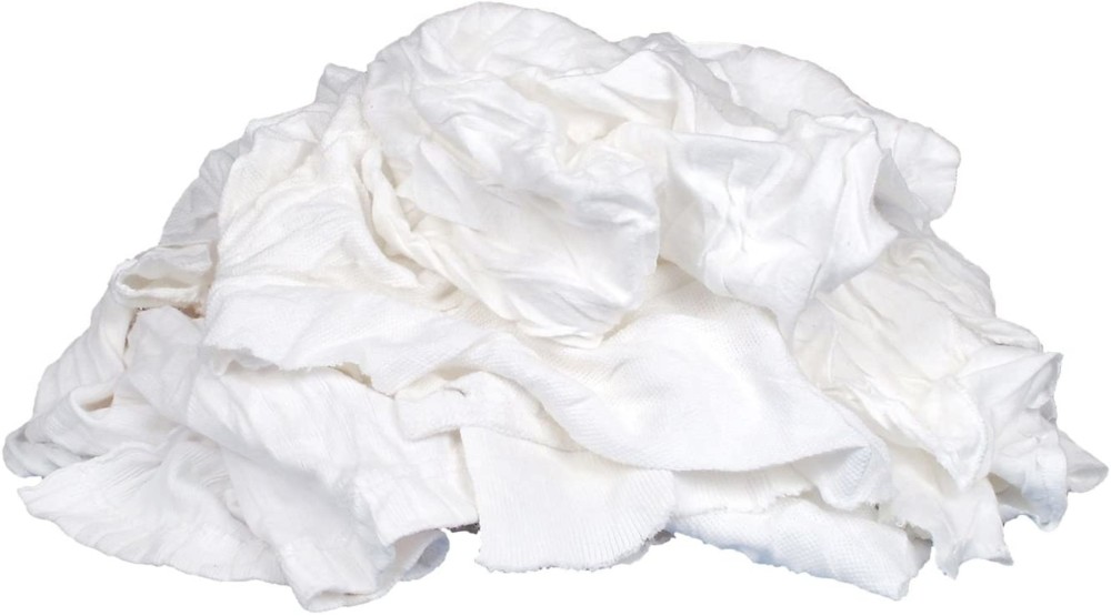 Reclaimed Textiles 20 lb. Poly Bag of NEW White Knit Rags - Ascmtools