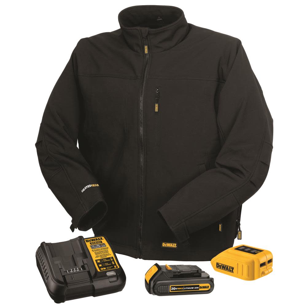 DEWALT Heated Kit Black Soft Shell Work Jacket Large - Ascmtools