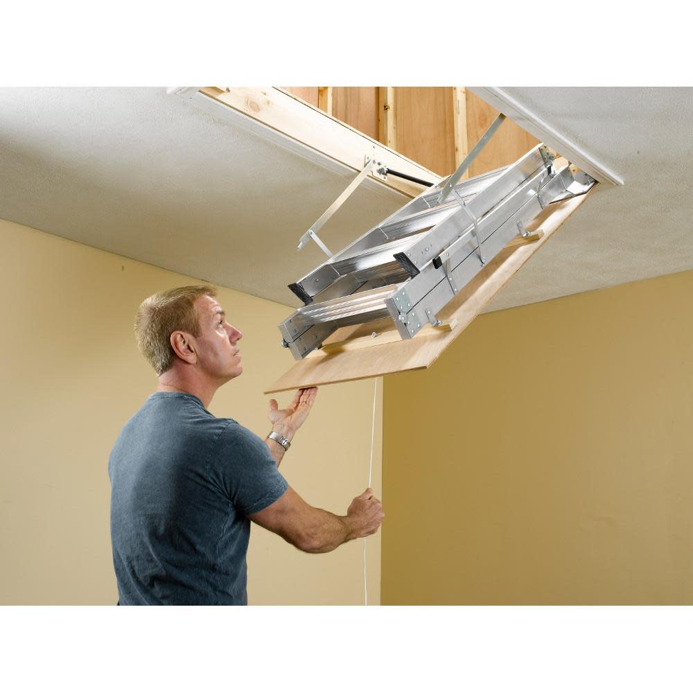 Werner 25 In. W x 54 In. L x 8 Ft. to 10 Ft. H Ceiling Aluminum Attic Ladder - Ascmtools