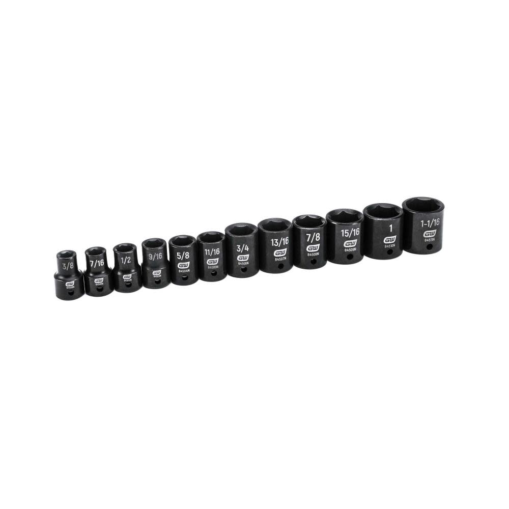 GEARWRENCH 12 Pc 1/2″ Drive 6 Point Standard Impact SAE Socket Set - Ascmtools
