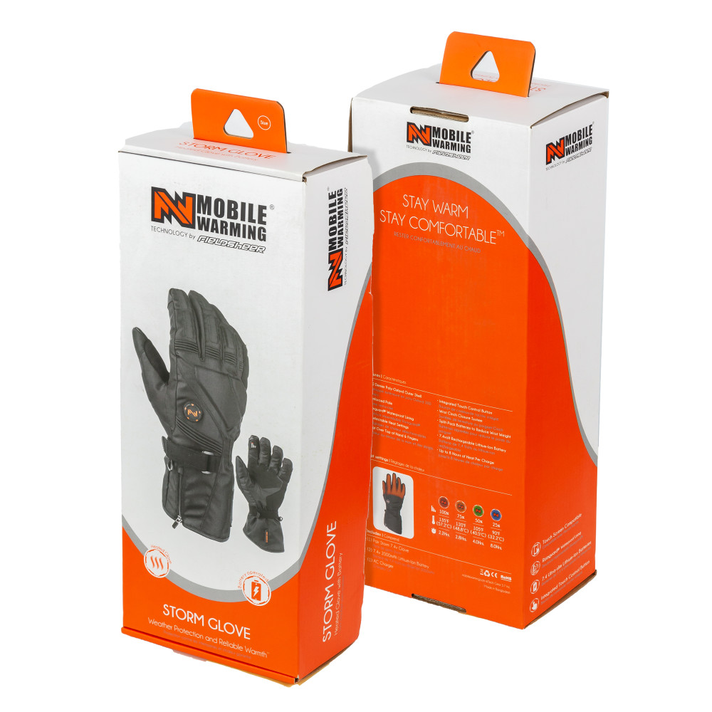 Mobile Warming Storm Heated Gloves Unisex 7.4 Volt Black Large - Ascmtools
