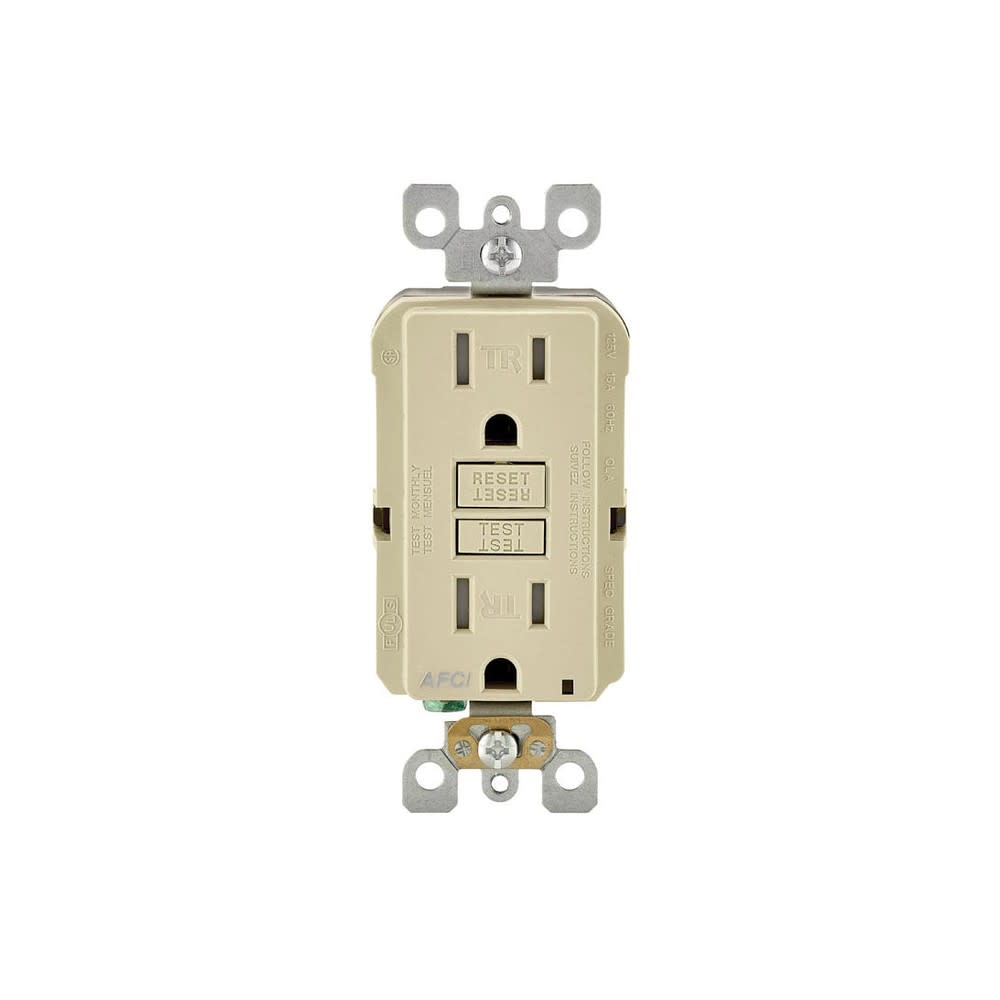 Leviton SmartlockPro AFCI Outlet 15A 120V Ivory NEMA 5-15R - Ascmtools
