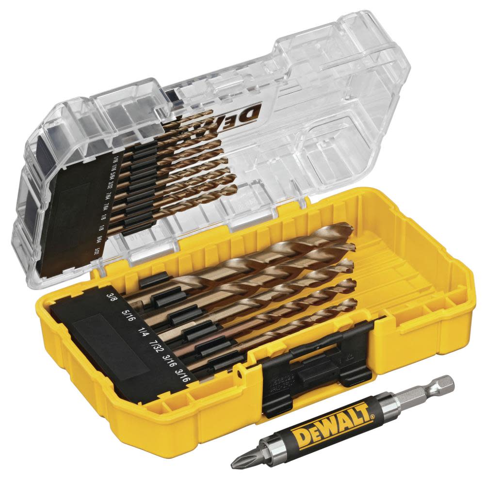 DEWALT 16pc Gold Ferrous Pilot Point Drill Bit Set - Ascmtools