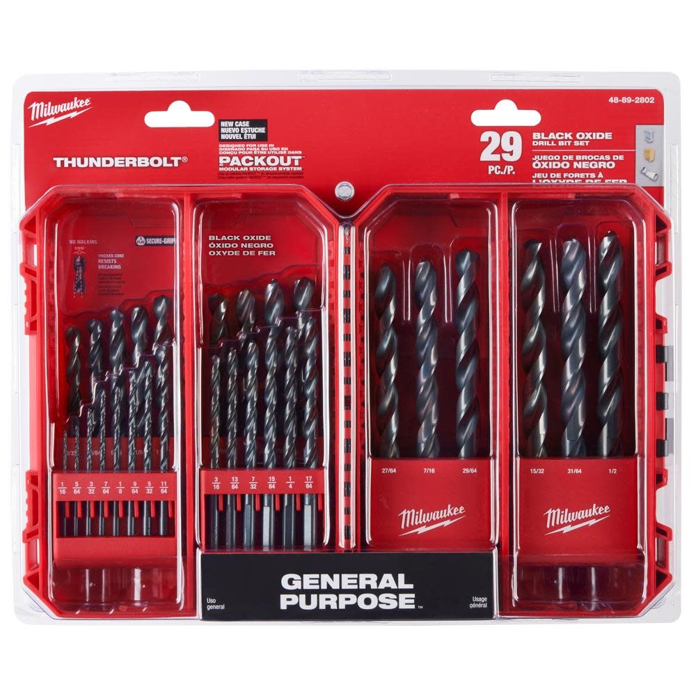 Milwaukee THUNDERBOLT Black Oxide Drill Bit Set  29PC - Ascmtools