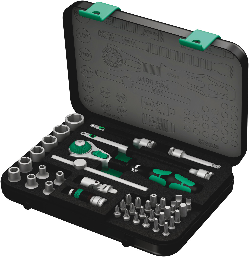 Wera Tools 42pc 1/4″ Drive 8100 SA 4 Zyklop Speed Ratchet Set - Ascmtools