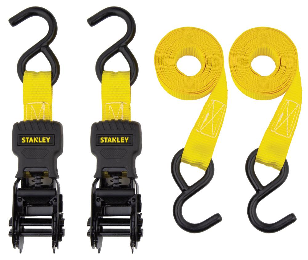 Stanley 1″ x 10′ Ratchet Straps 1500 Lb Break Strength 2pk - Ascmtools