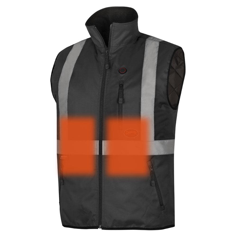 Pioneer 5419U Hi Vis Heated Safety Vest Black 4X Large - Ascmtools