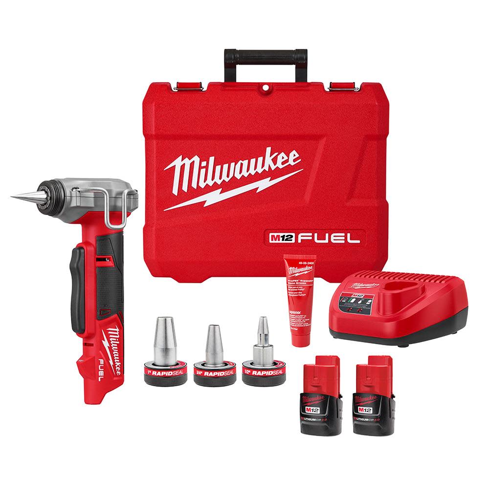 Milwaukee M12 FUEL ProPEX Expander Kit with 1/2″-1″ RAPID SEAL ProPEX Expander Heads - Ascmtools