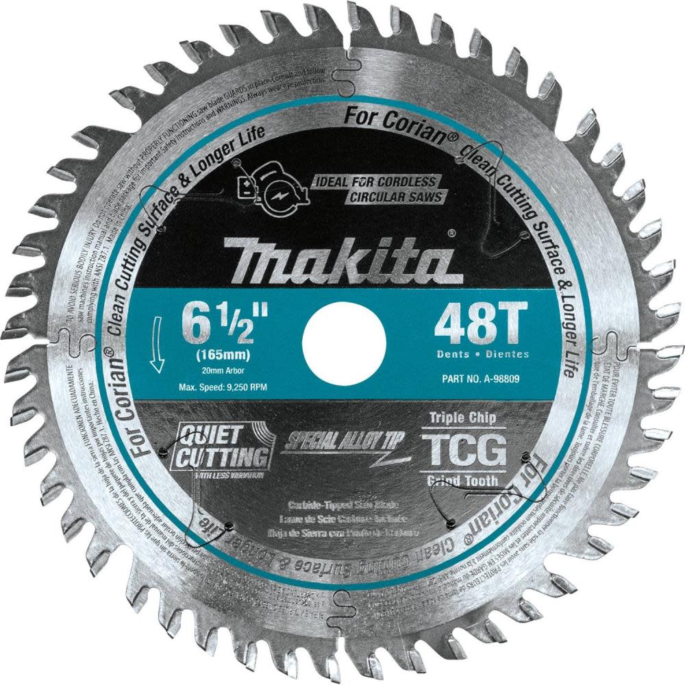 Makita 6-1/2″ 48T Carbide-Tipped Cordless Plunge Saw Blade - Ascmtools