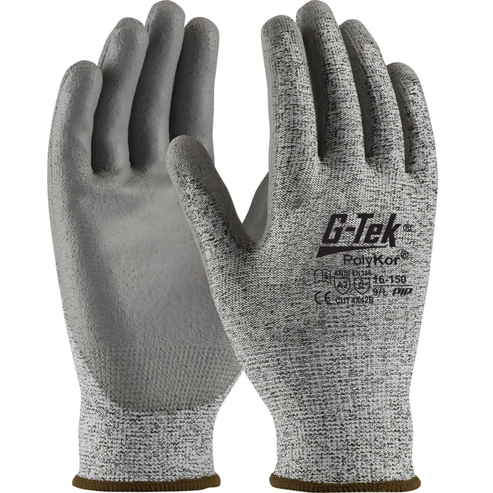 Protective Industrial Products Gloves Salt & Pepper Seamless Knit G-Tek PolyKor Blended Large - Ascmtools