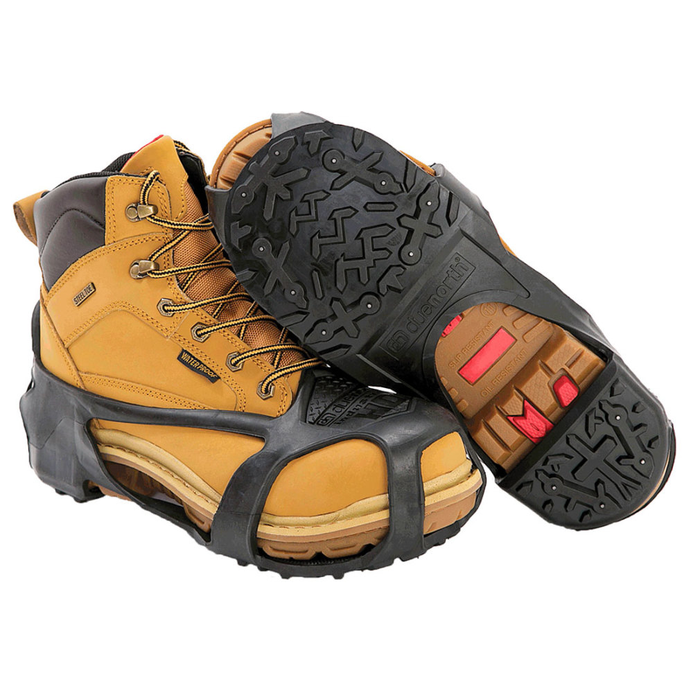 Due North Heavy Duty Industrial Over Shoe Slip Resistant Traction Footwear with Grip Carbide Spikes Integral Retention Strap Medium - Ascmtools