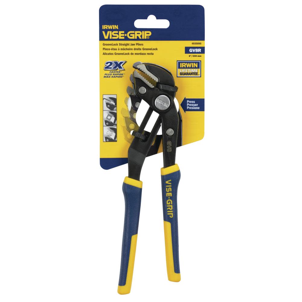 Irwin GrooveLock 8″ Straight Jaw Pliers - Ascmtools