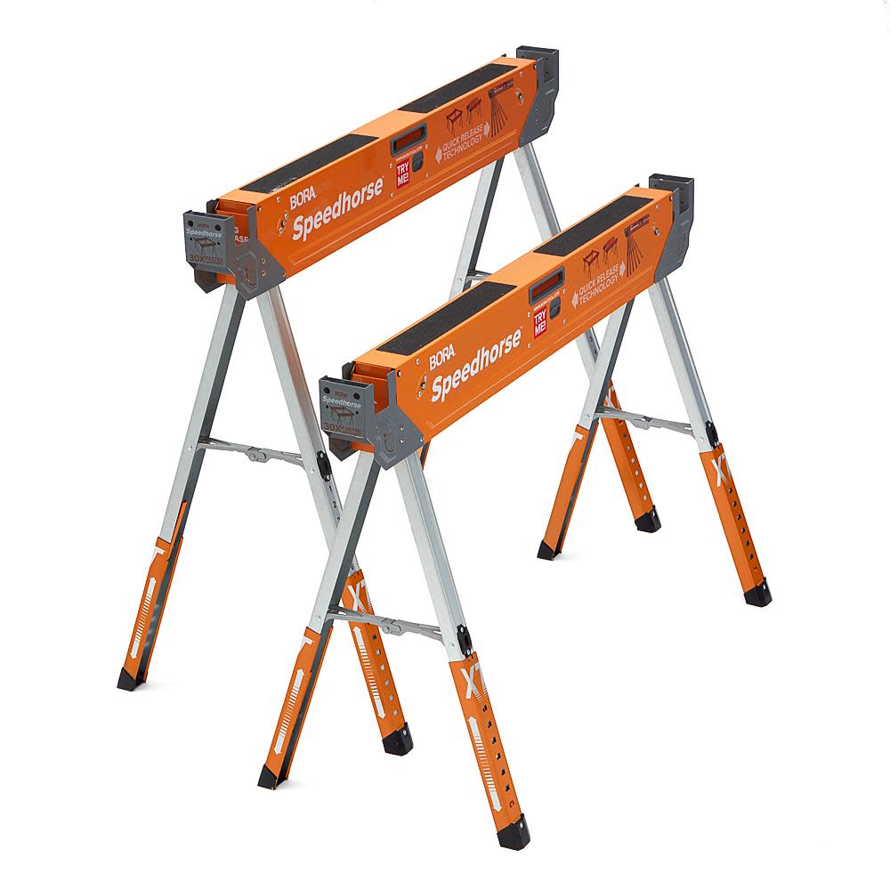 Bora Portamate Adjustable Speedhorse XT Sawhorse Work Support System Two Pack - Ascmtools