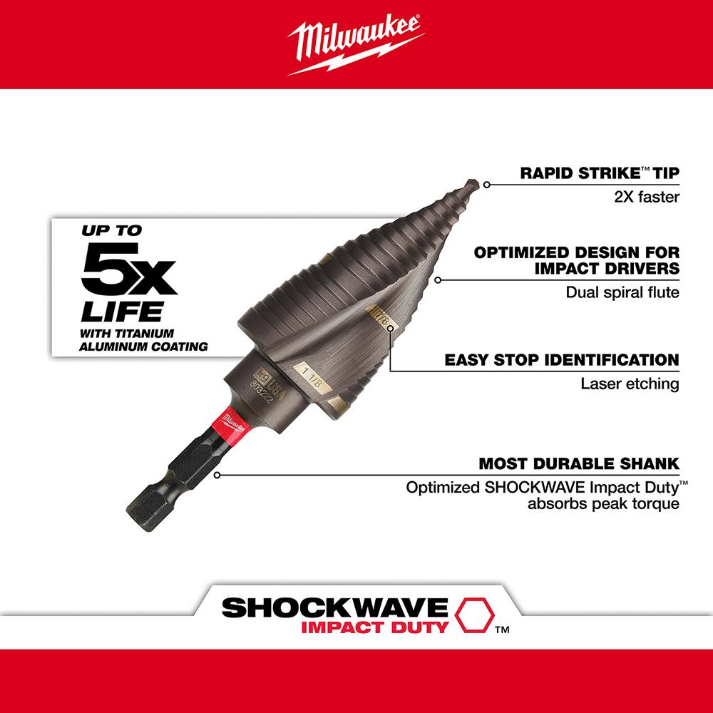 Milwaukee SHOCKWAVE Impact Duty Step Bit Electrician Set (#1 #4 #9) - Ascmtools