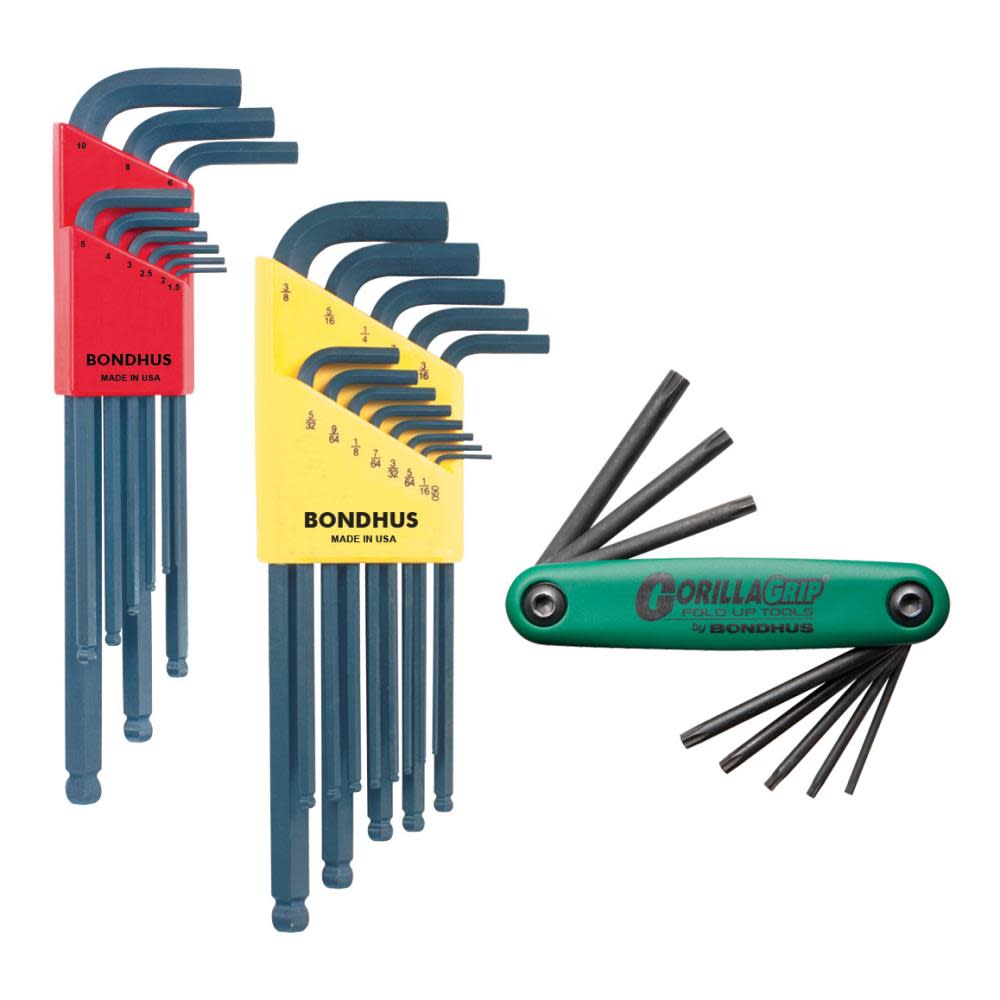 Bondhus Ball End Tip Hex Key L Wrench 3pk - Ascmtools