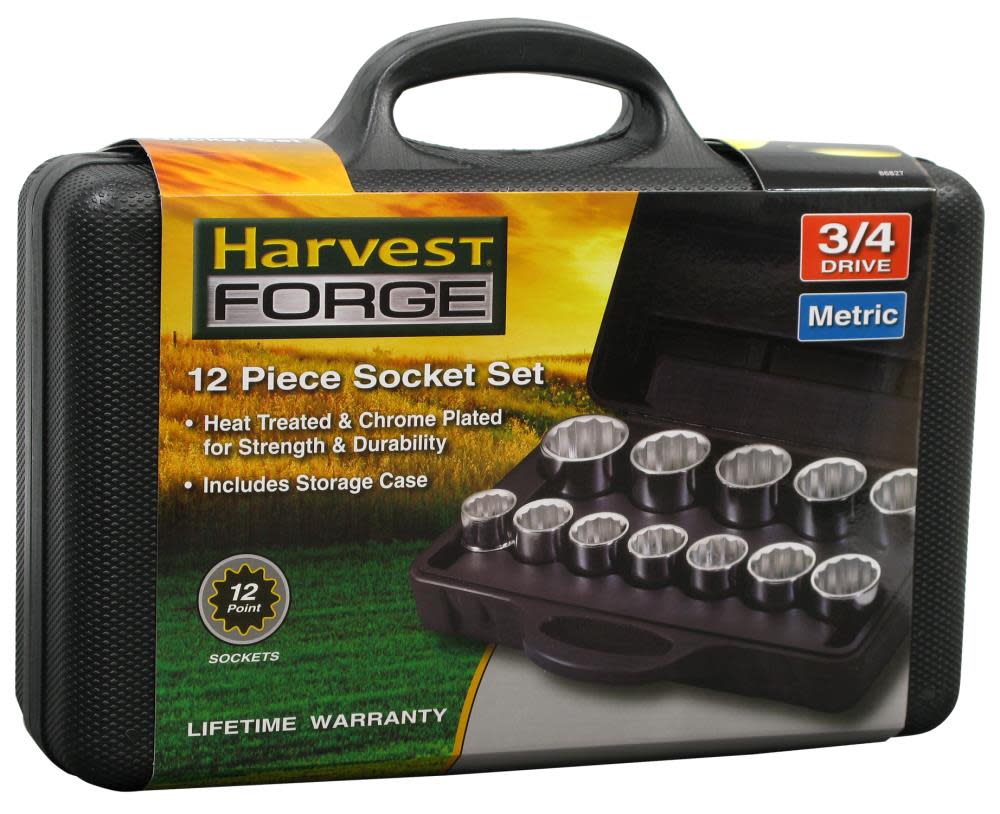 Allied International Harvest Forge 12pc 3/4In Drive Metric Socket Set - Ascmtools